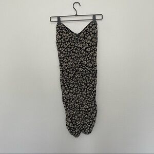Rabbit rose ruched floral cinch midaxi skirt sz.XL black pink & yellow womens